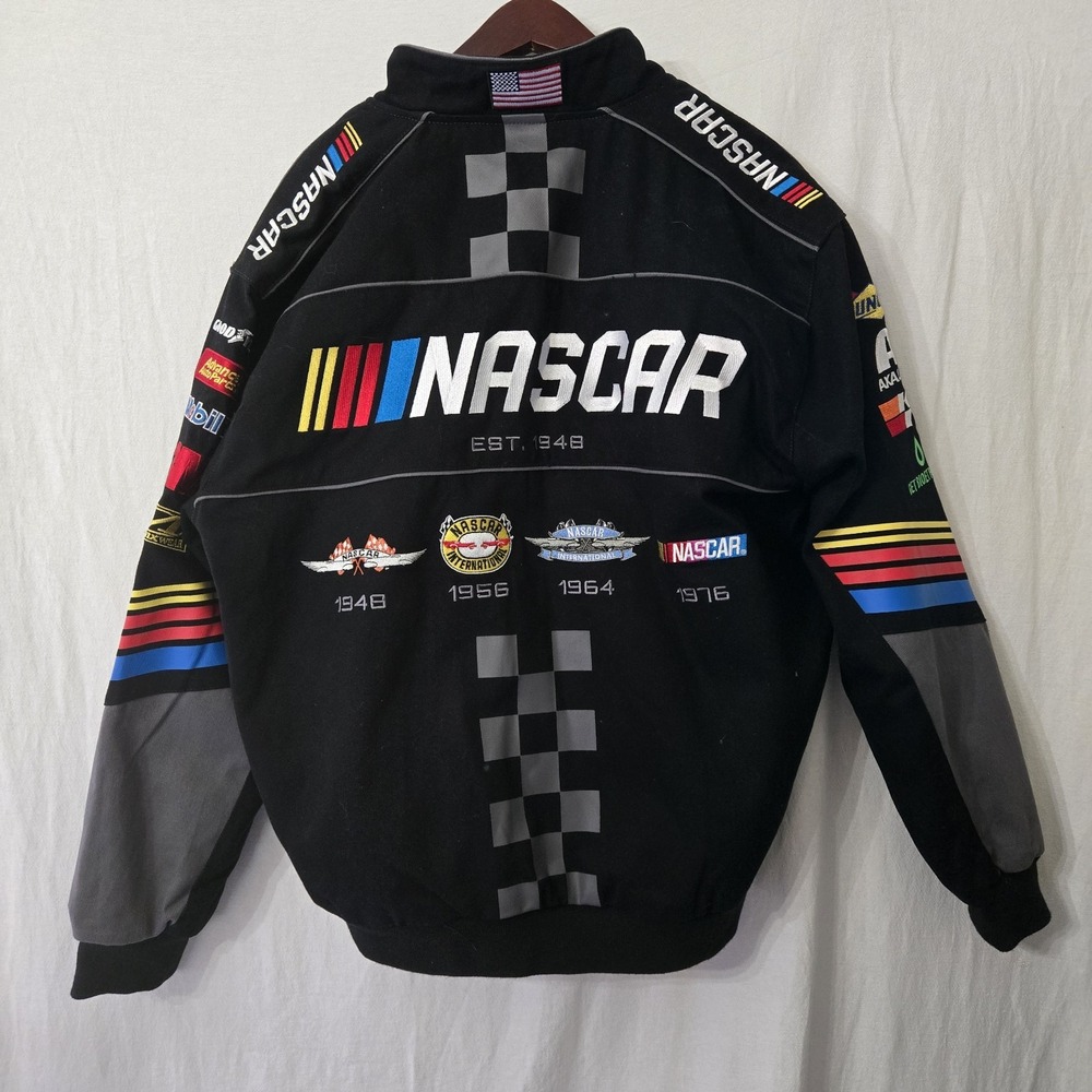 JH Design Nascar Racing Logo Jacket Sz Large Racing Stripes Embroidered - Picture 8 of 8